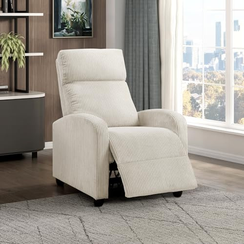 Lexicon Corduroy Pushback Recliner Chair, Beige