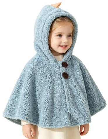 LONTG Fille Garçon Manteau Cape à Capuche Bébé Poncho Cape Hiver Chaude Veste à Capuchon Coupe-Vent Thermique Blouse d'hiver Dessin Animé 3D Mignon Châle en Molleton Polaire Epais 0-3 ans