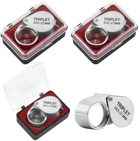 3 PCS Lupas de Joyero Profesional Plegables, Aumento de 30, Lupa de Bolsillo, Magnifying Glass, Lentes de Vidrio Óptico, Compactas y Portátiles para Joyas, Diamantes, Plantas y Más