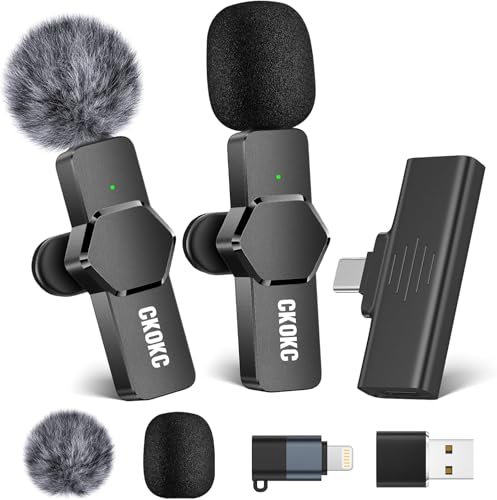 CKOKC Wireless Lavalier Microphone for iPhone - Android Computer, Mini Microphone for Live Streaming, Video Recording, Outdoor or Indoor Interviews, YouTube, TikTok, Vlog
