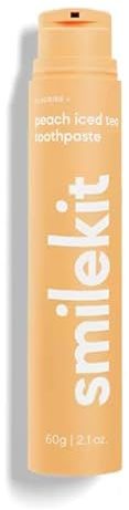 Smilekit smaksatt tandkräm | Flourie-tandkräm | Blekande tandkräm | 6 otroliga smaker | Tandläkargodkänd | Premium oral hygenin | Hälsosamt tandkött (en storlek, persikoiste)