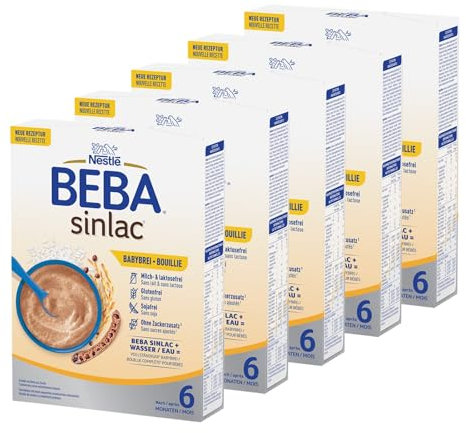 BEBA SINLAC glutenfreier Reisbrei, Sojafrei, Milch- & Laktosefrei, (5er Pack (5 x 250g))