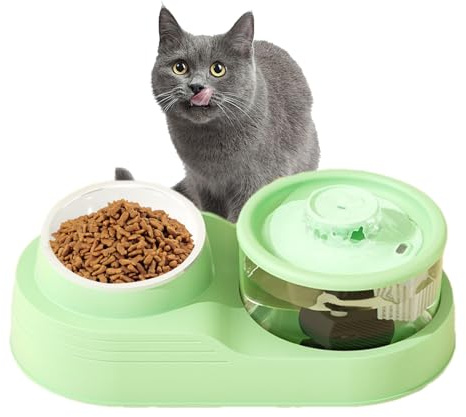 Kattmatare och vattendispenser, automatisk kattmatare 2 I 1 Automatisk