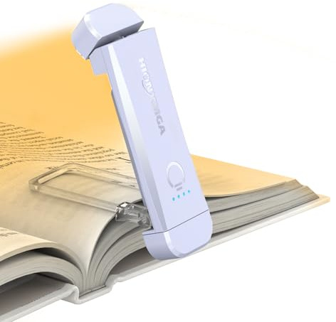 HIONXMGA USB Rechargeable Book Light,Reading Light Clip on Book,3 Colours & Stepless Dimming,Portable & Flexible,Reading Lamp for Books in Bed at Night,Perfect for Booklovers and Kids,Lavender