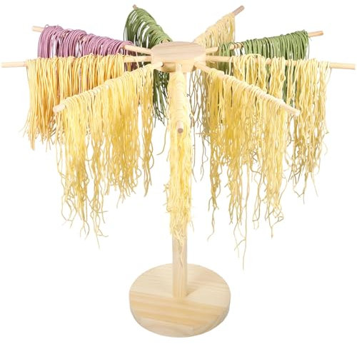 OJTOJT Séchoir à pâtes, séchoir à pâtes fraîches en bois, séchoir à pâtes fraîches, avec 9 bras amovibles, réutilisables, pour le séchage des pâtes, nouilles chinoises, vermicelles, hauteur 40 cm
