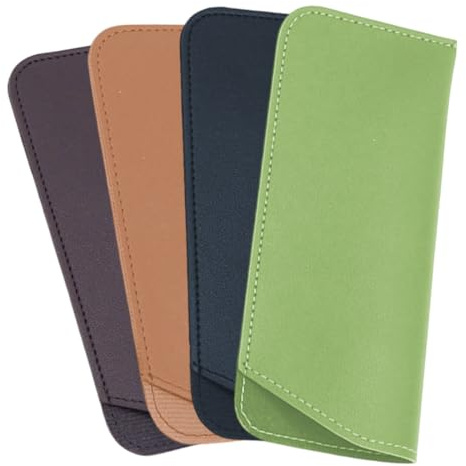 4 Pezzi Custodia Occhiali Pelle, Morbida Custodia Occhiali Lettura, Borsa Astuccio Occhiali for Donna Uomo,porta occhiali,custodia occhiali morbida,custodia occhiali da sole