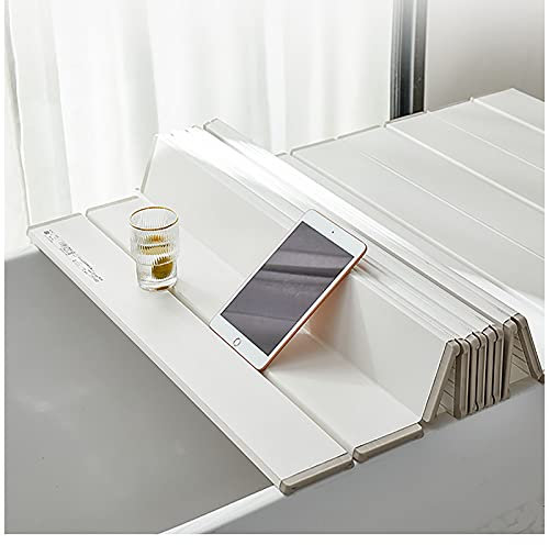 Bandeja de bañera aislada, estante de baño plegable con soporte a prueba de polvo y divisor grueso para máxima comodidad y relajación en la hora del baño