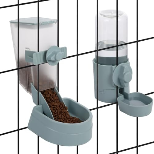 Distributeur d'eau alimentaire à suspendre pour animaux de compagnie, mangeoire de nourriture de 1 L et bouteille d'eau de 500 ml pour chats, chiens, furets, et plus encore
