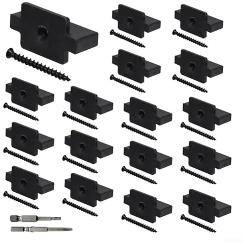 Besshepplo 100 pezzi di fissaggio in ABS composito nero e viti in acciaio inox clip per pavimenti per tavole in legno e scanalate, kit di montaggio per terrazze all'aperto