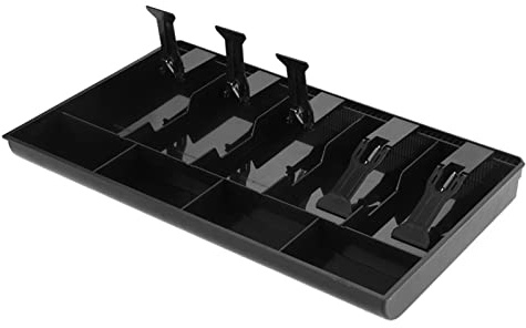 SIXRUN 5 Rejillas Insertos para Cajón de Efectivo, Bandeja de Monedas Extraíble Organizador de Dinero con Almacenamiento Seguro para Cajas de Dinero y Cajones (BLACK)