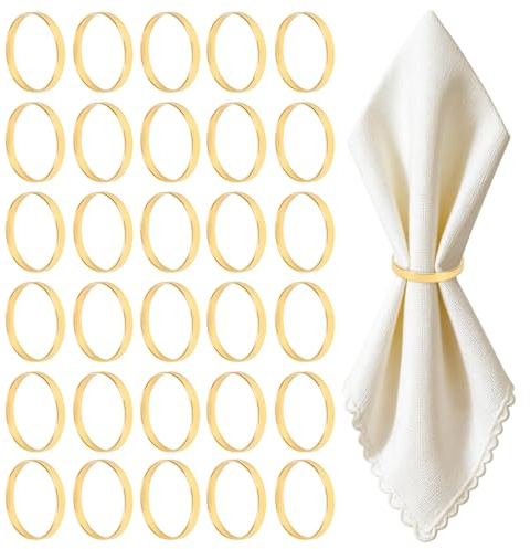 30 Piezas Servilleteros de Dorado, Anillos para Servilletas de Metal en Banda Circular, Elegantes Servilletero, Servilleteros Individuales para Fiestas, Bodas, Cumpleaños