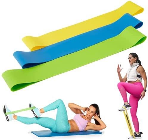 Beachbody Resistance Bands for Booty and Thigh Workouts, Unisex Strength Workout Exercise Loops for Women & Men, Light, Medium & Heavy Resistance Levels, 9 Inch, 3 Pack