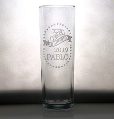 VASO DE WHISKY ALTO grabado y personalizado FELIZ JUBILACIÓN. Regalo día del padre, cumpleaños, aniversario, jubilación, para hombre o mujer. Regalo práctico, elegante, novedoso, divertido y original.