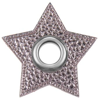Veno Ösen Patch Stern für Kordeln grau metallic Lederimitat