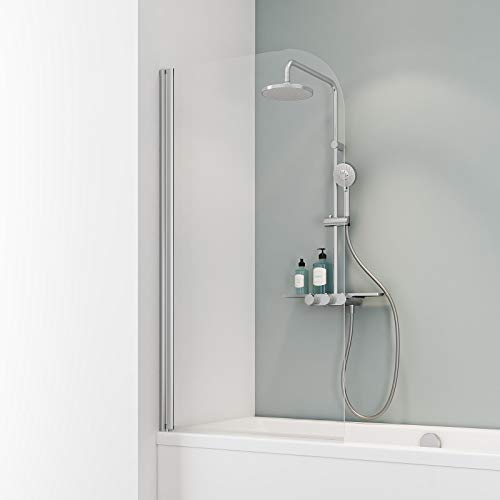 Ihr Wunschmaß millimetergenau, Schulte D165099 41 500 Duschwand Komfort, 5 mm Sicherheitsglas klar hell, chromoptik, Duschabtrennung für Badewanne fixil beschichtet, Sondermaß