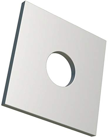 Arandelas de placa cuadrada M10, arandela rectangular con orificio redondo, arandela de alta resistencia galvanizada chapada en zinc para pernos/tuercas de 10 mm DIN436 (paquete de 5)