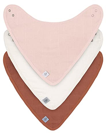LÄSSIG Unisex Baby Halstuch (3 St.) Mull/Muslin Bandana powder pink/milky/rust