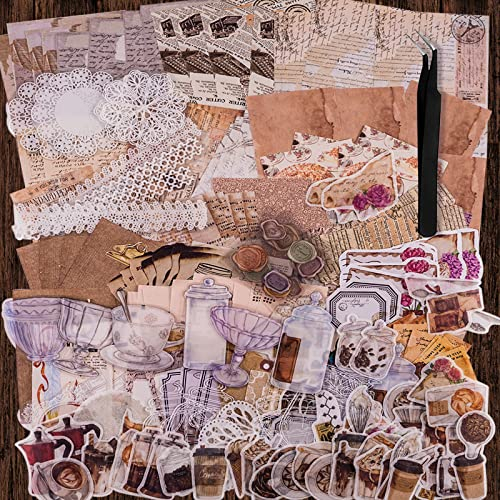 260 Stück Vintage Scrapbooking Sticker Zubehör Ästhetische Scrapbook Aufkleber Papier für Journaling Junk Journal Art Craft Ästhetische Cottagecore Collage Bilderrahmen