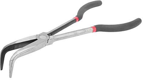 Alicates de Punta de Aguja de Largo Alcance Alicates de Punta Doblada Alicates Largos 90 Grados Herramienta Alicates de Punta Puntiaguda de Acero Alicates de Punta Curva 11in 280mm