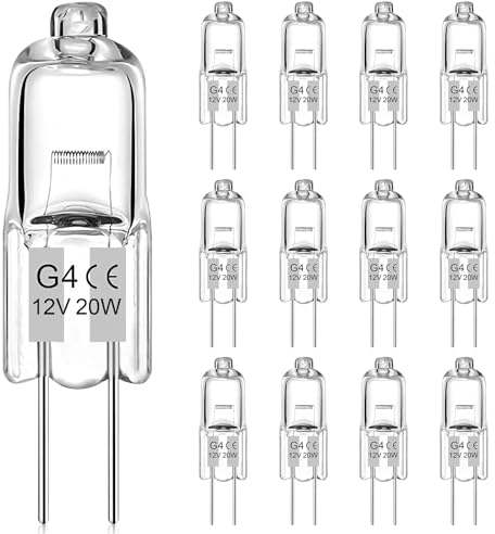VIIVUU G4 Halogen Leuchtmittel 12V 20W – Dimmbar Halogenlampen 280LM, Warmweiß 2700K, G4 Stiftsockel Glühbirne für Schlafzimmer, Küche, Wohnzimmer – 12 Stück
