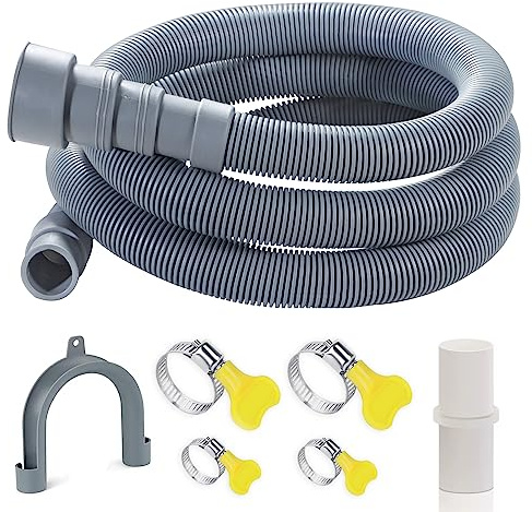 Elyfree 20-Ft Washing Machine Drain Hose Universal, Flexible Dishwasher & Washer Drain Hose Extension with 4 Clamps & 1 U-Bend Holder