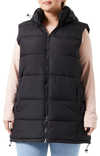 Noisy may Nmnew Aurora Hood Vest Noos Curve Chaleco Acolchado, Negro, 52 para Mujer