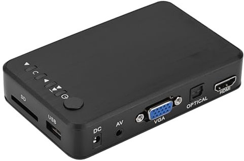 Lettore Multimediale Digitale Lettore Video Portatile HD 1080P, Supporto RM/RMVB(Real8/9/10) H.264 WMV9 / VC‑1 Lettore Multimediale con Decodifica Video con Telecomando IR (Spina