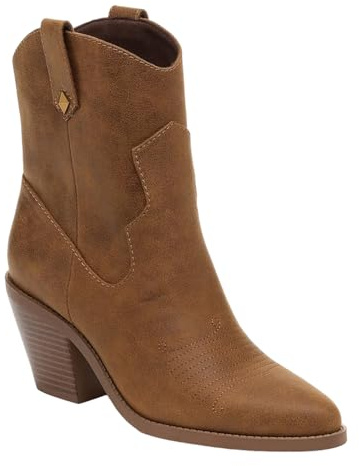 Rocket Dog Feather Cowboy Boots - Mid Calf, Pointed Toe, Walnut, Size 4 UK