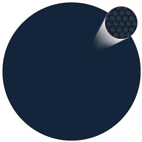Homgoday Poolskydd pool solpresenning drivande solfilm pool presenning solskydd poolvärmare för vattenuppvärmning, värmepresenning rund PE 488 cm svart och blå
