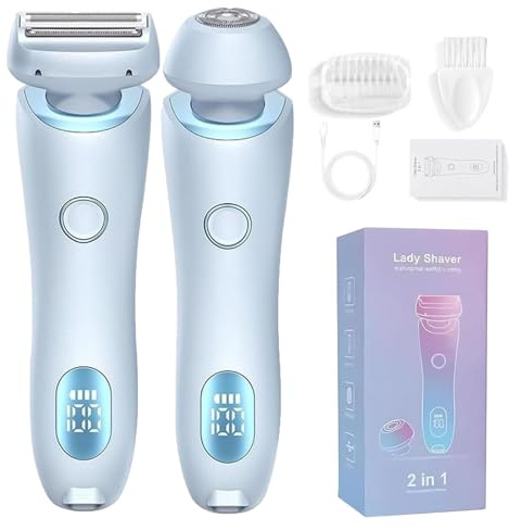 Elorixa Shaver,The Smooth Shave pro,2 in 1 Electric Shaver Razors for Women,Women's Bikini Trimmers,Women Electric Shaver,Wet and Dry Use(Blue)