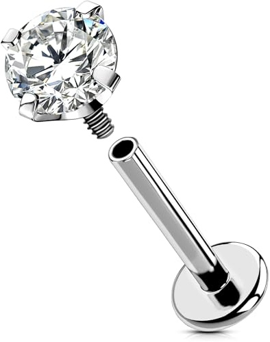 OUFER Body Piercing 16G Titanium Internally Labret Lip Ring Tragus Helix Earring Stud Piercing Jewellery 6/8/ 10/12mm Conch Piercing Bars