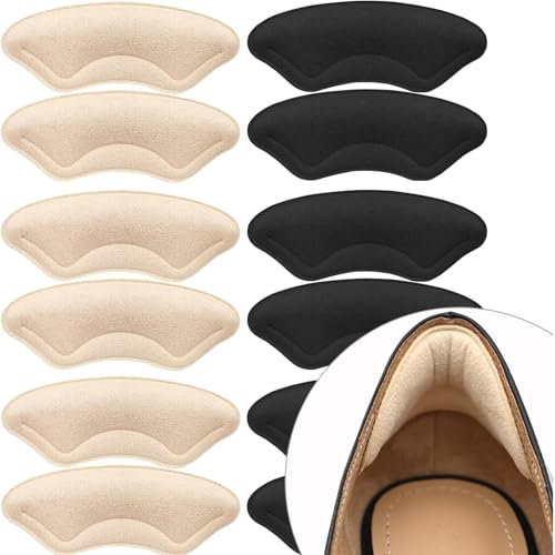 Lot de 6 Paires Coussinets, Coussinet Talon Chaussure Homme et Femme Protege Talon Chaussure, Semelle Chaussure Trop Grande, épais, Autocollants, pour l'arrière du Talon