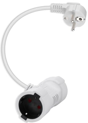 RIIEYOCA Cavo di Prolunga Protettivo a Contatto con 2 Prese, 16A / 250V Schuko doppia Prolunga per Uso Esterno, Spina di Sicurezza a 2 Perni su Presa (Bianco, 0,5 m)