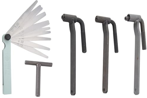 Sessleger Herramienta Universal de Ajuste de Válvula de Motor de Motocicleta, Llave de Tornillo de Válvula, Llave Tipo T de 8mm, 9mm, 10mm, Galga de Espesores de 0,1-2mm