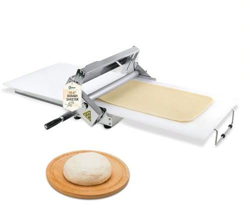 Folding Dough Sheeter (15.5)，Folding Dough Rolling Machine，Manual Dough Sheeter，Stainless Steel Dough Machine With 55 Adjustable Thicknesses, Commercial Grade Capacity (1 Rolling Surface)