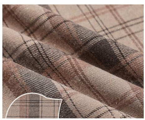 AMateschitz rutat bomullstyg tartantyg av 100 % bomull rutmönster bomullsduk jul pläd tygpaket patchwork rutor metervara för sömnad quilt gör-det-själv ljusbrun 1 m x 150 cm