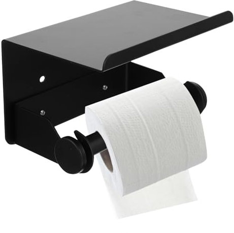 FONDOTIN Support De Papier Toilettes Acier Inoxydable avec Étagère pour Salle De Bain Rangement Pratique pour Petits Objets