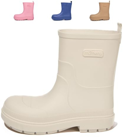 DRECAGE Botas de Agua para Niños y Niñas Botas de lluvia Caucho Goma Impermeable Beige 34 EU