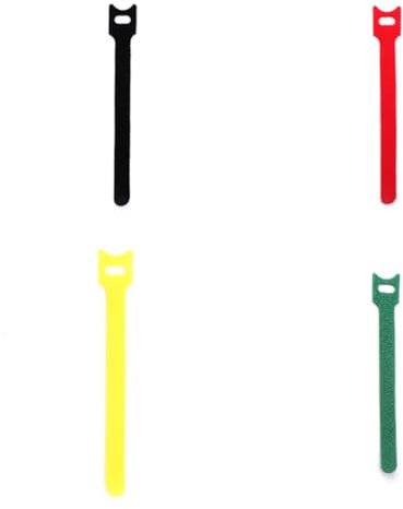 Reusable Cable Ties - Adjustable Hook and Loop Fastening Straps for Wire Organisation, PC Cables, Home & Office Use (4 Colours: Black, Red, Yellow, Green) Total 48 Pcs
