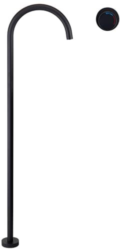 Grifo Bañera Independiente Cuello de Cisne Monomando Grifo para Bañera de Pie de Latón,negro