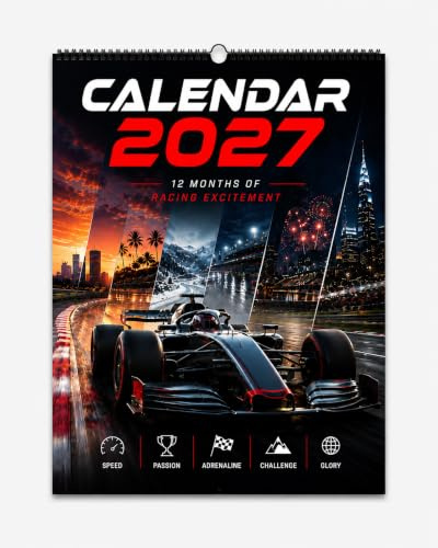 2027 Calendar Formula Racing Motorsports, Track Stats, Race Locations, A4 Size
