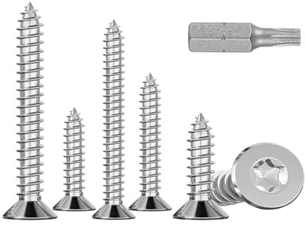 230 Pièces Vis Auto-Taraudeuses à Tête Fraisée Torx en Acier Inoxydable pour Projets DIY Assemblage Bois et Métal - Acier Inoxydable 304, Multiples Tailles (M4x16/20/25/30/35)