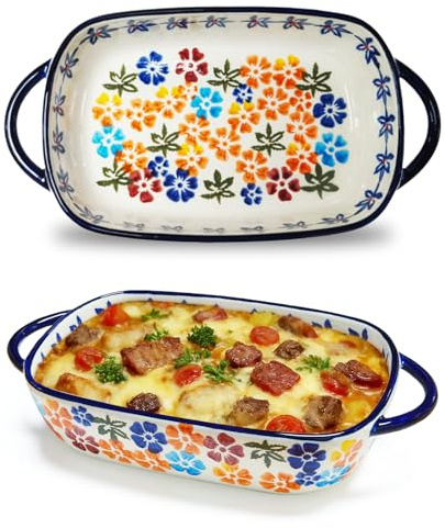 Hengrongshen bakform, keramisk ugnsform, lasagneform, keramisk bakform, ugnsformar med handtag, ugnsform för lasagne, tiramisu, gratäng (C)