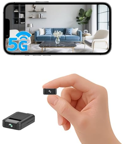 XNJ Mini Kamera, 4K Innenüberwachungskamera 5G WLAN, 180° drehbarem Objektiv automatische Nachtsicht, Bewegungserkennung, Fernüberwachung für Babys, Haustiere und das Zuhause（Schwarz）