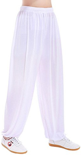 MESHIKAIER Super Doux Sarouel Pantalon Homme en Modal Pantalon Yoga Pantalon Harem Pantalon Bouffant pour Sport Jogging Danse Élastique et Extensible (Taille L, Blanc)