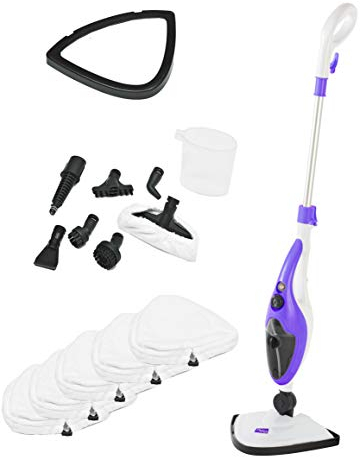 10 in 1 1500W Neo® Hot Steam Mop Cleaner Floor Carpet Window Washer Hand Steamer With 5 Pads (Purple)