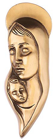 REAL VOTIVA FONDERIE D'ARTE Targa in Bronzo - Madonna con Bambino Stilizzato - Finitura Bronzo Lucido (cm 18x6) [P.06.1778/18]