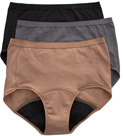 Hanes Women's Fresh & Dry Light Period Underwear, 3-Pk Brief
