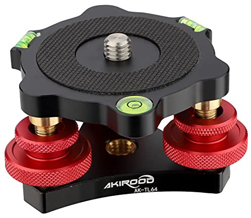 Kamera-Leveler, Tri-Wheel Leveling Base für Makro-Fotografie mit +/- 5 Grad Präzision Anpassung für Panoramakopf, Kugelkopf, Videokopf, Stativ