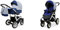 BabyLux Queen 2-in-1 Baby Kinderwagen Tief und Kinderwagen mit Zubehör Verstellbar und faltbar Aluminium Konstruktion Wasserdicht Nicht abnehmbare Räder Sailor Blue